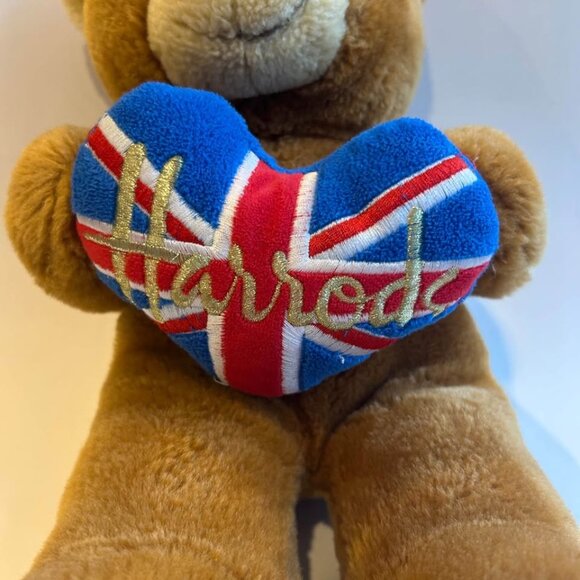 Harrods London Souvenir Teddy Bear Heart Union Jack Plush Stuffed 14" - Picture 2 of 4
